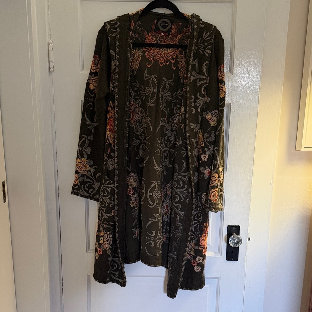 Johnny Was Embroidered Cardigan with Earthy Tones